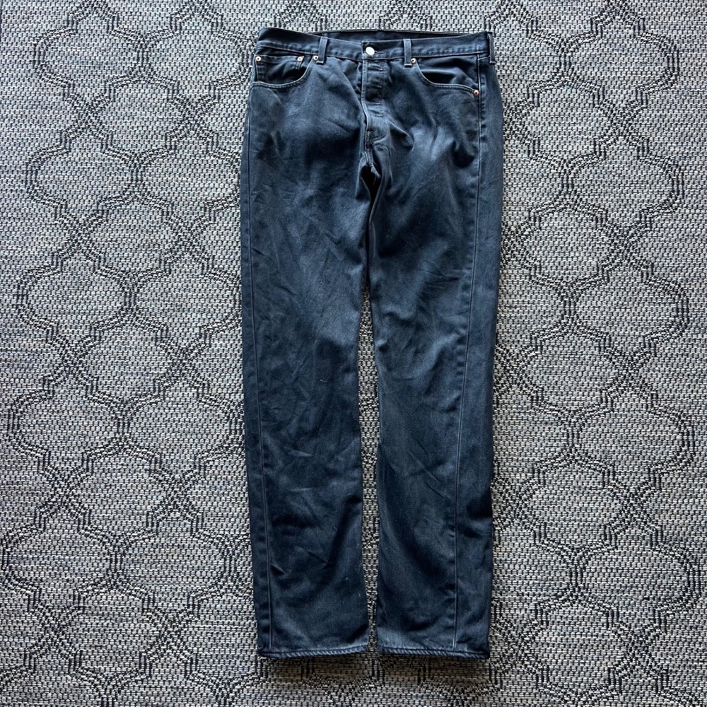 Levi's 501 Jeans Mens 33x34 Faded Black Straight Leg Original Button Fly Pants